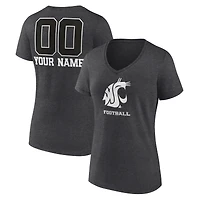 Women's Charcoal Washington State Cougars Personalized Name & Number Monochrome V-Neck T-Shirt