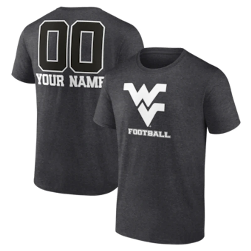 Men's Charcoal West Virginia Mountaineers Personalized Name & Number Monochrome T-Shirt