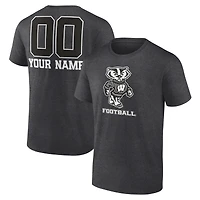 Men's Charcoal Wisconsin Badgers Personalized Name & Number Monochrome T-Shirt