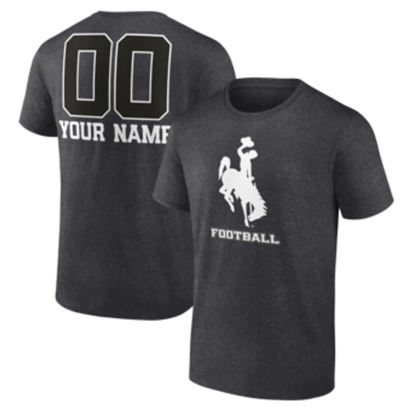 Men's Charcoal Wyoming Cowboys Personalized Name & Number Monochrome T-Shirt