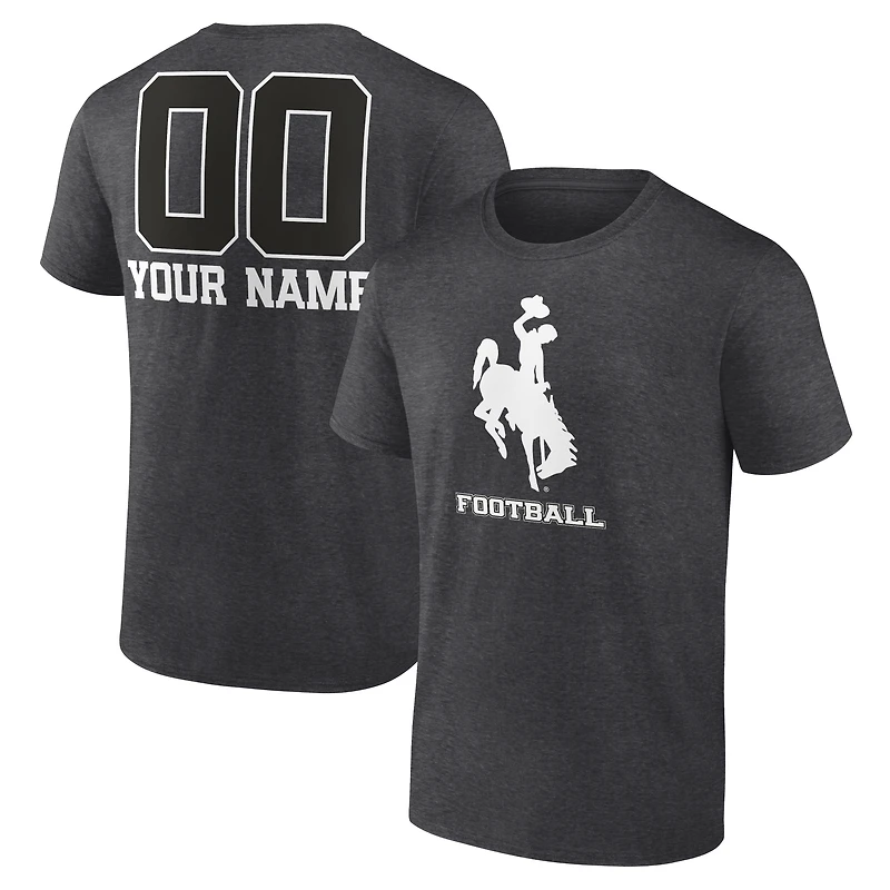 Men's Charcoal Wyoming Cowboys Personalized Name & Number Monochrome T-Shirt