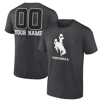 Men's Charcoal Wyoming Cowboys Personalized Name & Number Monochrome T-Shirt