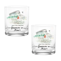 Miami Hurricanes Laura Wilcox Watercolors 14oz Rocks Glass 2-Pack