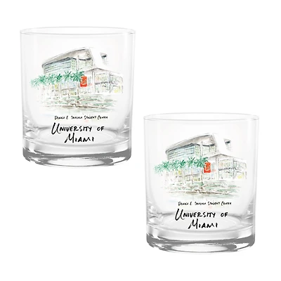 Miami Hurricanes Laura Wilcox Watercolors 14oz Rocks Glass 2-Pack