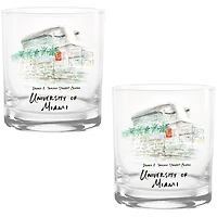 Miami Hurricanes Laura Wilcox Watercolors 14oz Rocks Glass 2-Pack