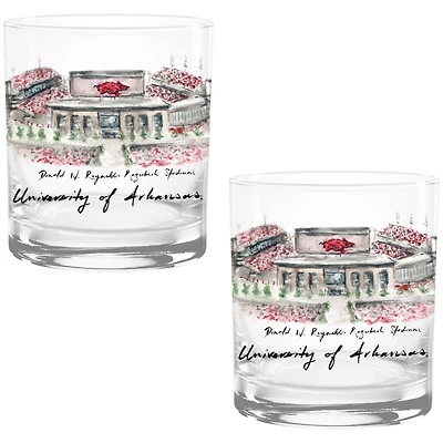 Arkansas Razorbacks Laura Wilcox Watercolors 14oz Rocks Glass 2-Pack