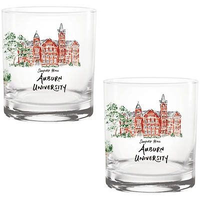 Auburn Tigers Laura Wilcox Watercolors 14oz Rocks Glass 2-Pack