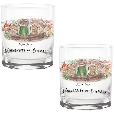 Colorado Buffaloes Laura Wilcox Watercolors 14oz Rocks Glass 2-Pack