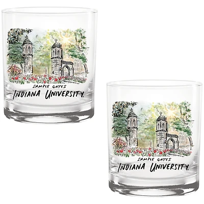 Indiana Hoosiers Laura Wilcox Watercolors 14oz Rocks Glass 2-Pack