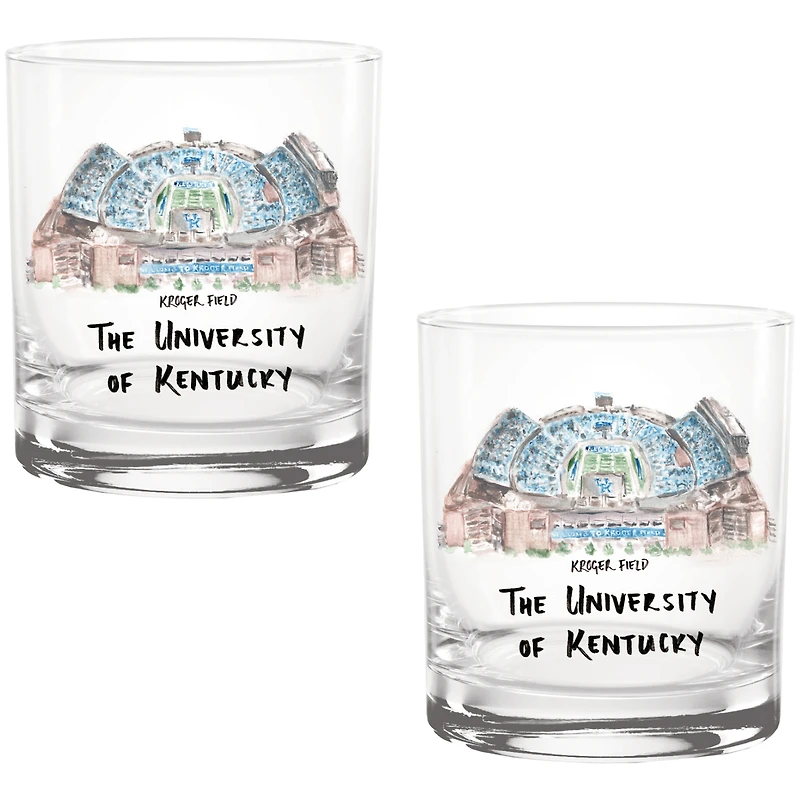 Kentucky Wildcats Laura Wilcox Watercolors 14oz Rocks Glass 2-Pack