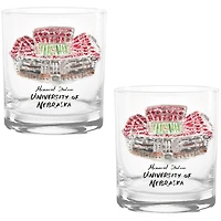 Nebraska Huskers Laura Wilcox Watercolors 14oz Rocks Glass 2-Pack