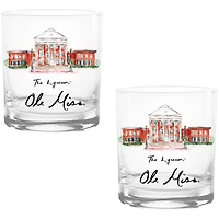 Ole Miss Rebels Laura Wilcox Watercolors 14oz Rocks Glass 2-Pack