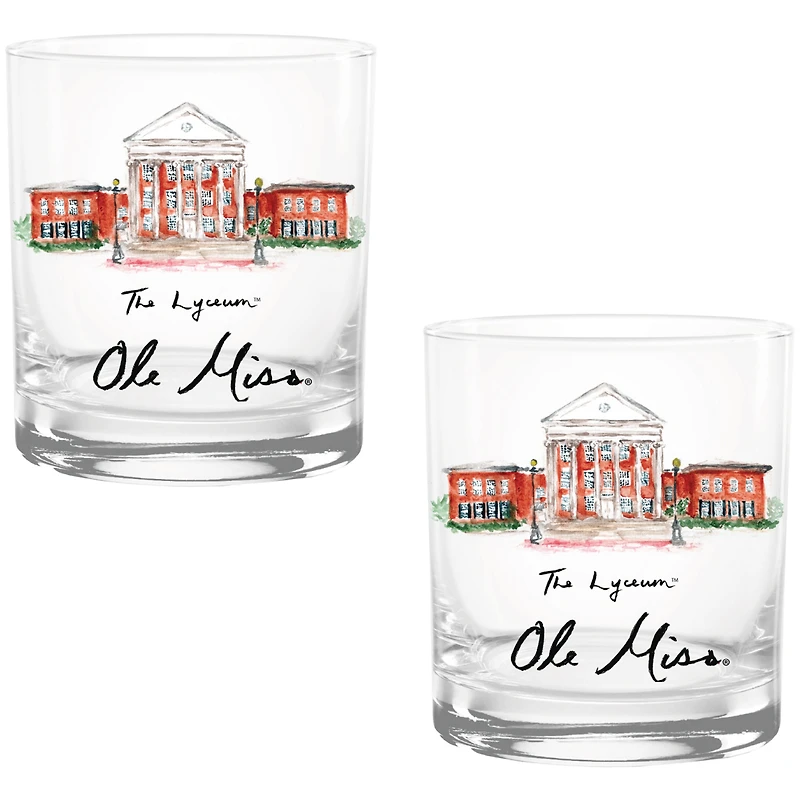 Ole Miss Rebels Laura Wilcox Watercolors 14oz Rocks Glass 2-Pack
