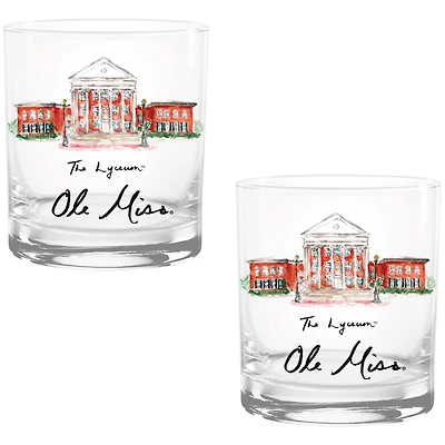 Ole Miss Rebels Laura Wilcox Watercolors 14oz Rocks Glass 2-Pack