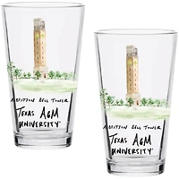 Texas A&M Aggies Laura Wilcox Watercolors 16oz Pint Glass 2-Pack