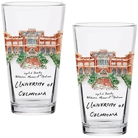 Oklahoma Sooners Laura Wilcox Watercolors 16oz Pint Glass 2-Pack