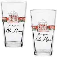 Ole Miss Rebels Laura Wilcox Watercolors 16oz Pint Glass 2-Pack