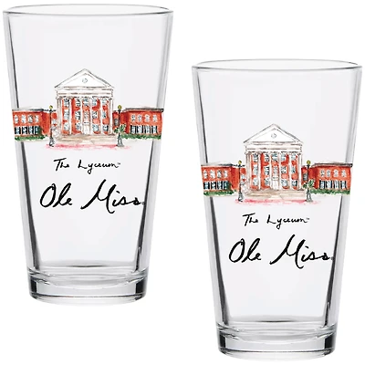 Ole Miss Rebels Laura Wilcox Watercolors 16oz Pint Glass 2-Pack