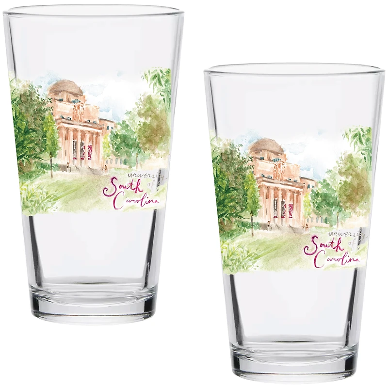 South Carolina Gamecocks Laura Wilcox Watercolors 16oz Pint Glass 2-Pack