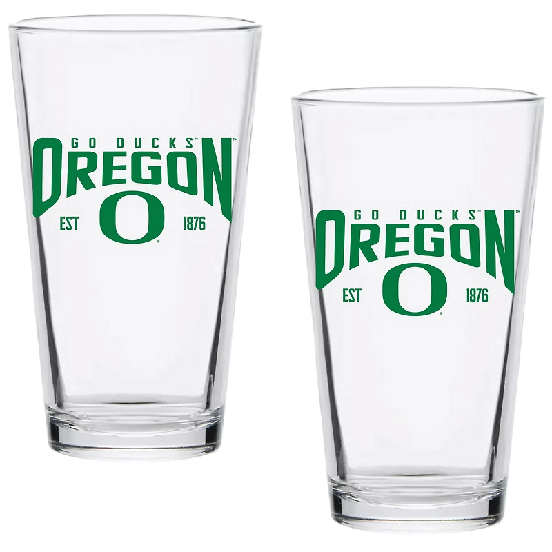 Oregon Ducks Two-Pack 16oz. Established Pint Glass Set