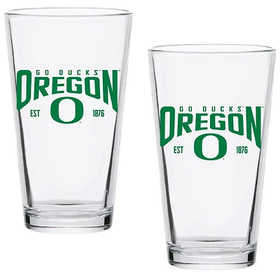 Oregon Ducks Two-Pack 16oz. Established Pint Glass Set