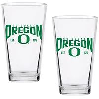 Oregon Ducks Two-Pack 16oz. Established Pint Glass Set