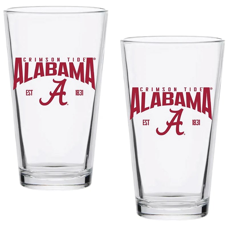 Alabama Crimson Tide Two-Pack 16oz. Established Pint Glass Set