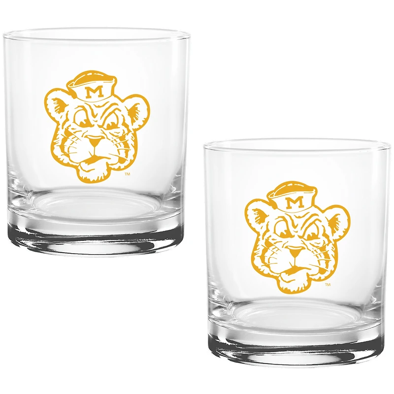 Missouri Tigers Two Pack 14oz. Vault Sketch Rocks Glass Set