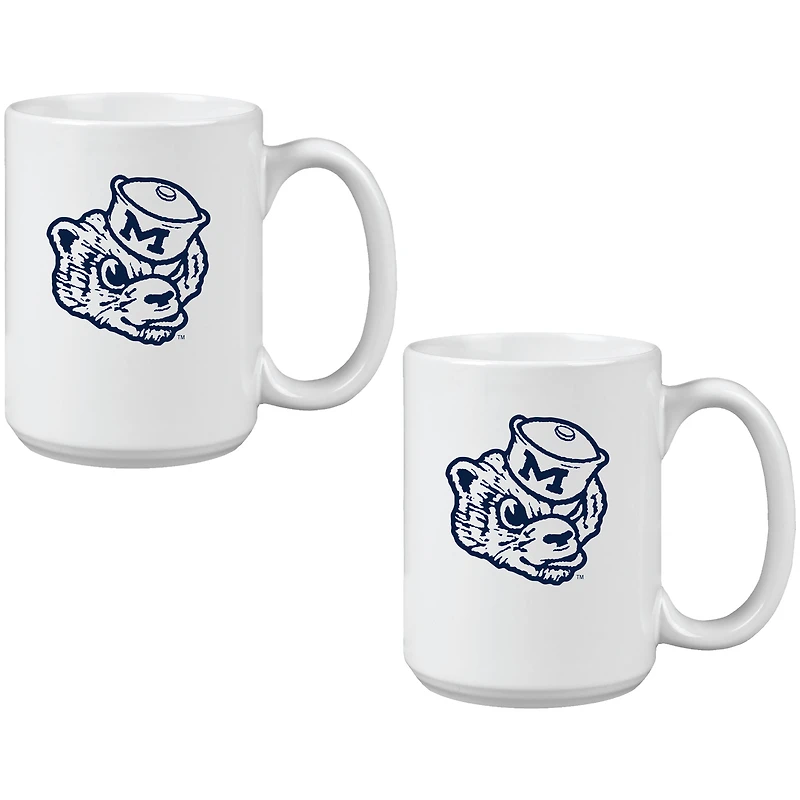 Michigan Wolverines Two Pack 15oz. Vault Sketch Ceramic Mug Set