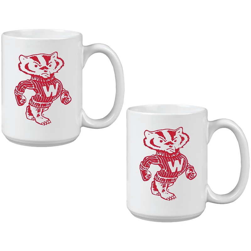 Wisconsin Badgers Vintage Sketch 15oz 2-Pack Mug Set