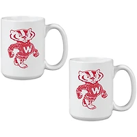 Wisconsin Badgers Vintage Sketch 15oz 2-Pack Mug Set