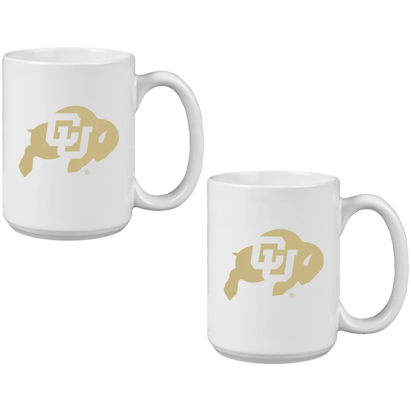 Colorado Buffaloes Vintage Sketch 15oz 2-Pack Mug Set