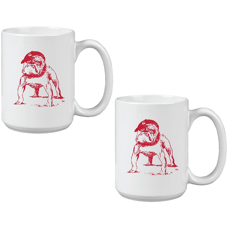 Georgia Bulldogs Vintage Sketch 15oz 2-Pack Mug Set