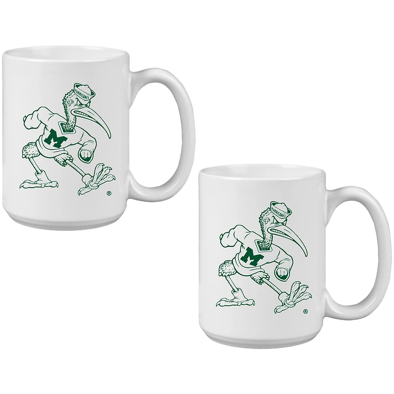 Miami Hurricanes Vintage Sketch 15oz 2-Pack Mug Set