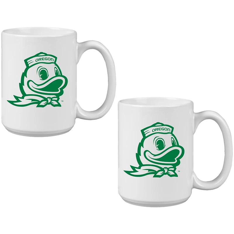 Oregon Ducks Vintage Sketch 15oz 2-Pack Mug Set