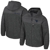 Men's Colosseum Charcoal West Virginia Mountaineers Nightman Full-Zip Hoodie Puffer Jacket