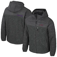 Men's Colosseum Charcoal LSU Tigers Nightman Full-Zip Hoodie Puffer Jacket