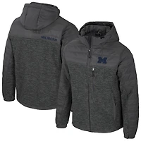 Men's Colosseum Charcoal Michigan Wolverines Nightman Full-Zip Hoodie Puffer Jacket