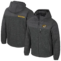 Men's Colosseum Charcoal Missouri Tigers Nightman Full-Zip Hoodie Puffer Jacket