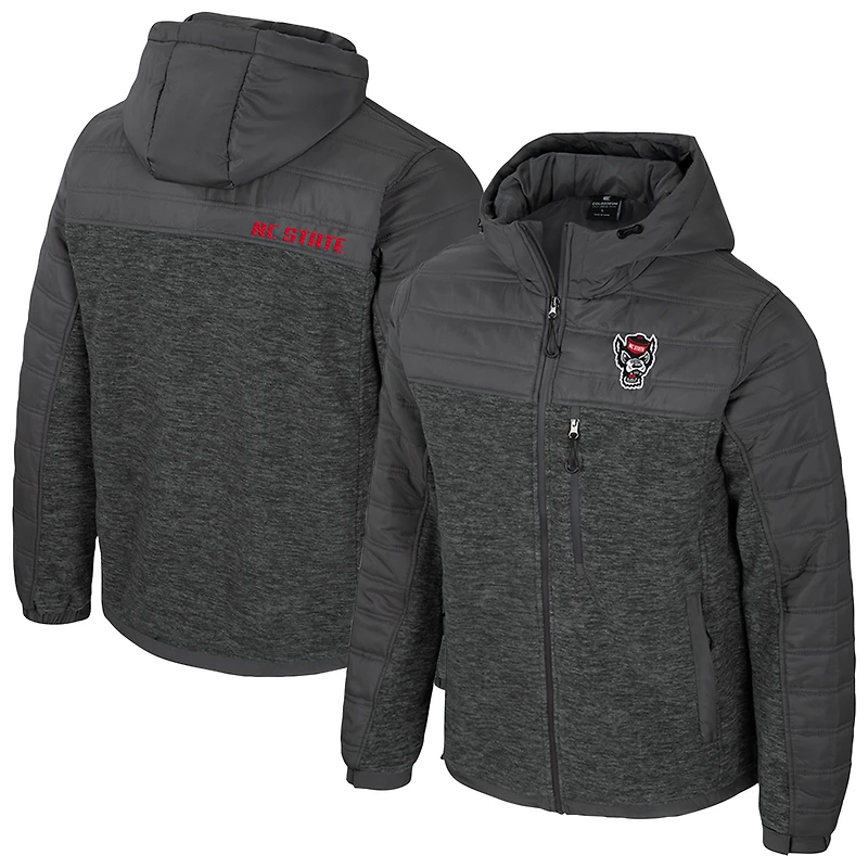 Men's Colosseum Charcoal NC State Wolfpack Nightman Full-Zip Hoodie Puffer Jacket