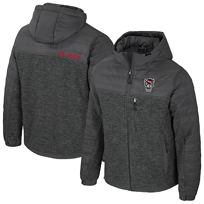 Men's Colosseum Charcoal NC State Wolfpack Nightman Full-Zip Hoodie Puffer Jacket
