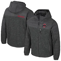 Men's Colosseum Charcoal Ohio State Buckeyes Nightman Full-Zip Hoodie Puffer Jacket