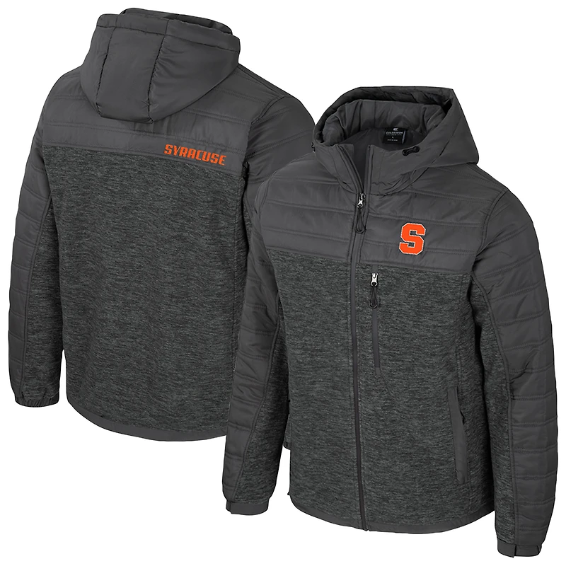 Men's Colosseum Charcoal Syracuse Orange Nightman Full-Zip Hoodie Puffer Jacket