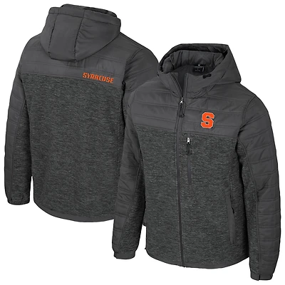 Men's Colosseum Charcoal Syracuse Orange Nightman Full-Zip Hoodie Puffer Jacket