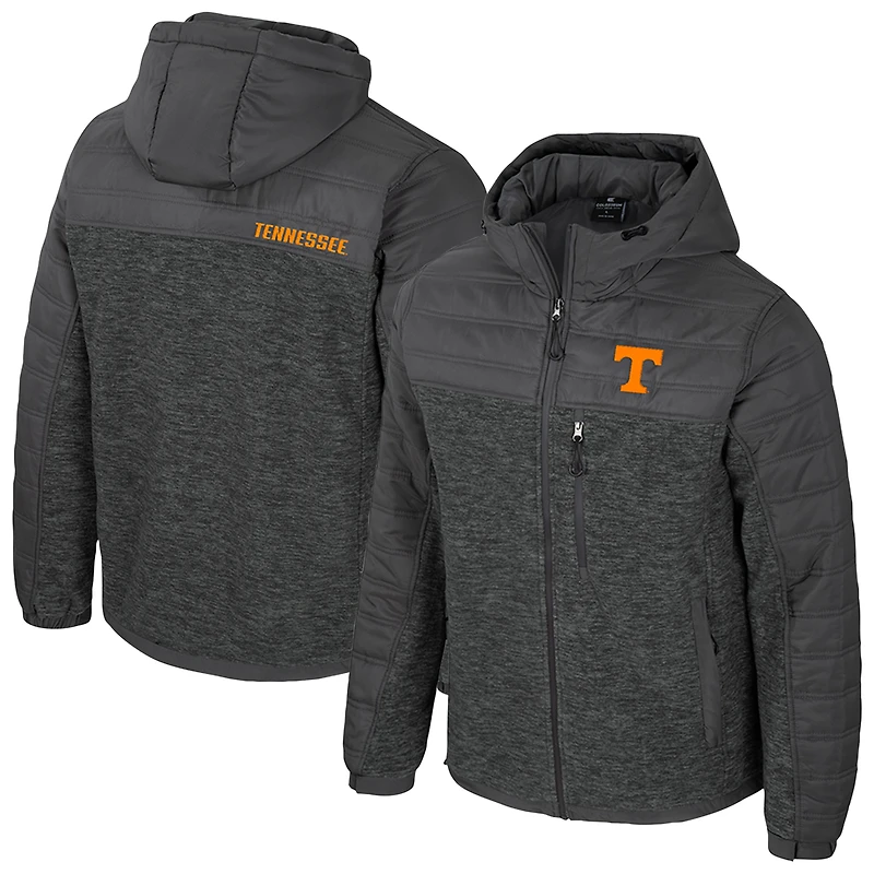 Men's Colosseum Charcoal Tennessee Volunteers Nightman Full-Zip Hoodie Puffer Jacket