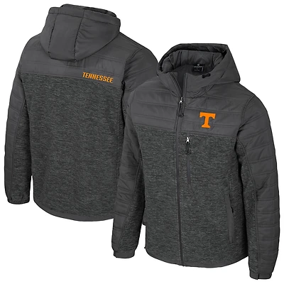 Men's Colosseum Charcoal Tennessee Volunteers Nightman Full-Zip Hoodie Puffer Jacket