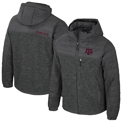 Men's Colosseum Charcoal Texas A&M Aggies Nightman Full-Zip Hoodie Puffer Jacket