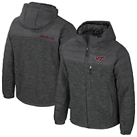 Men's Colosseum Charcoal Virginia Tech Hokies Nightman Full-Zip Hoodie Puffer Jacket
