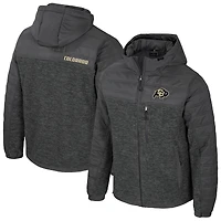 Men's Colosseum Charcoal Colorado Buffaloes Nightman Full-Zip Hoodie Puffer Jacket