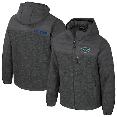 Men's Colosseum Charcoal Florida Gators Nightman Full-Zip Hoodie Puffer Jacket